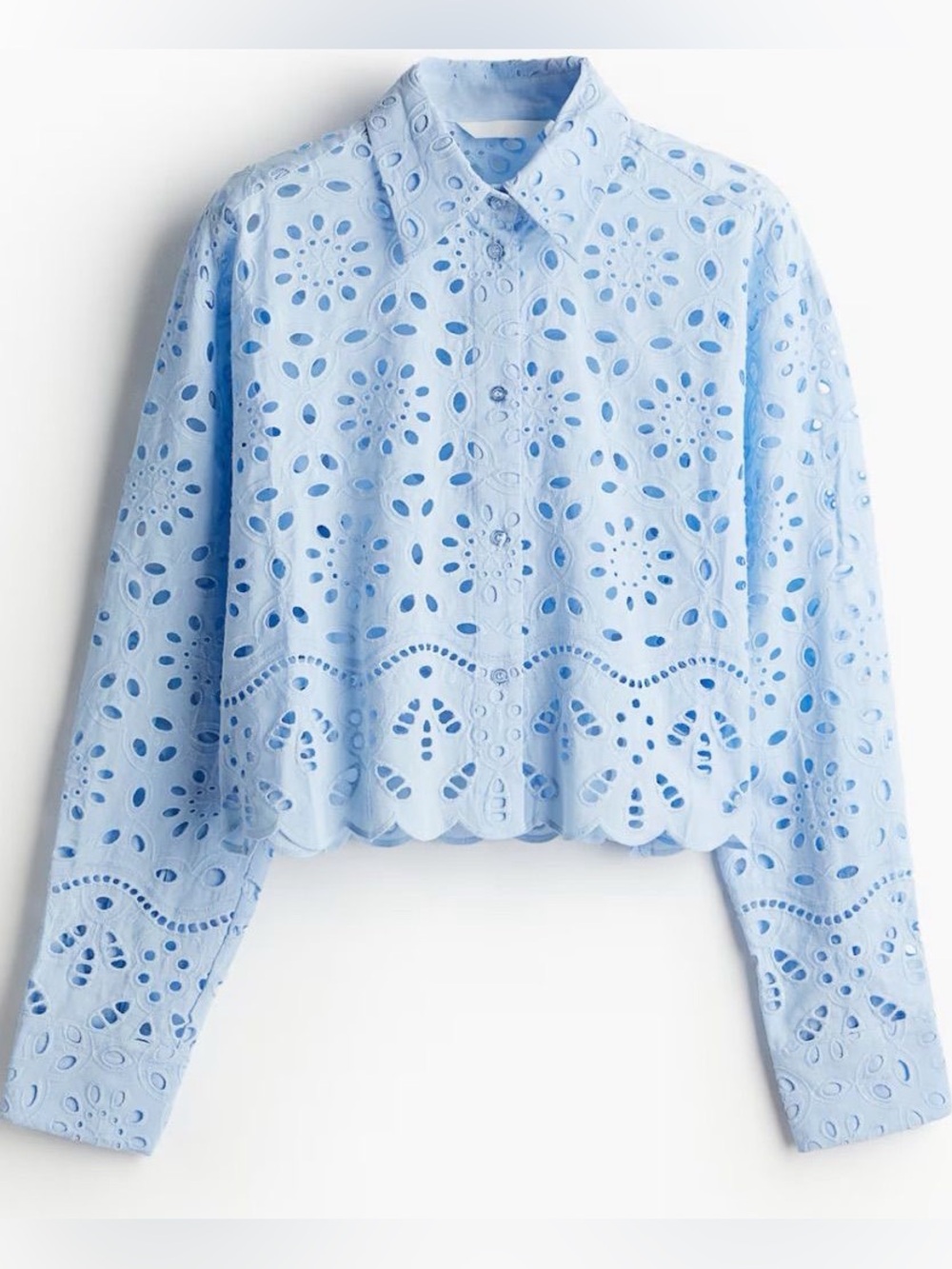 H&M Light blue eyelet top